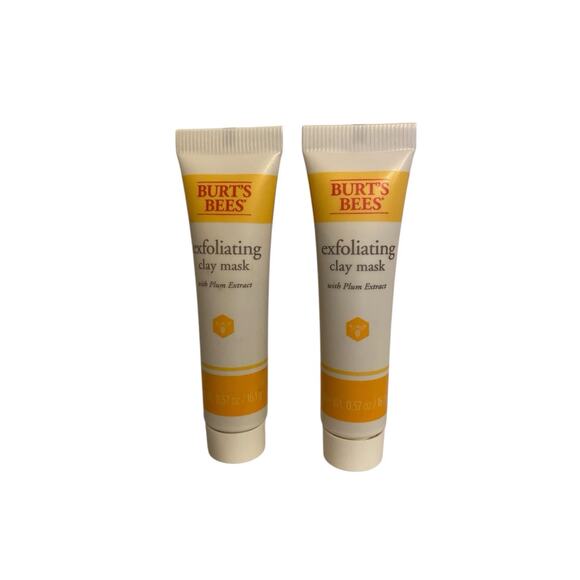 2 pack Burt’s Bees Exfoliating Clay Mask with Plum Extract - 0.57 oz Travel Size - Picture 1 of 3